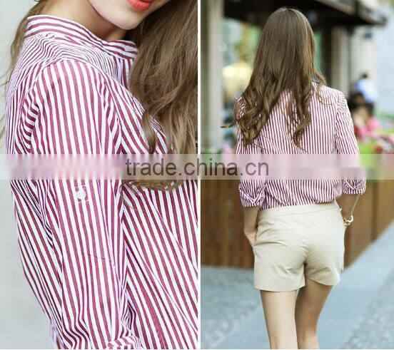 2016 high quality cuatomized fashionable stripe women shirt