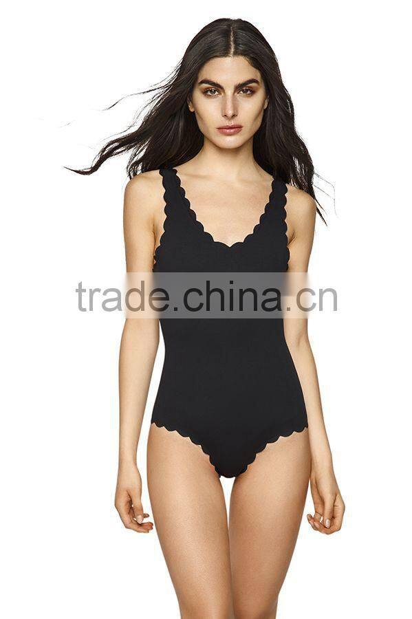 ladies black and strape one piece swimwear