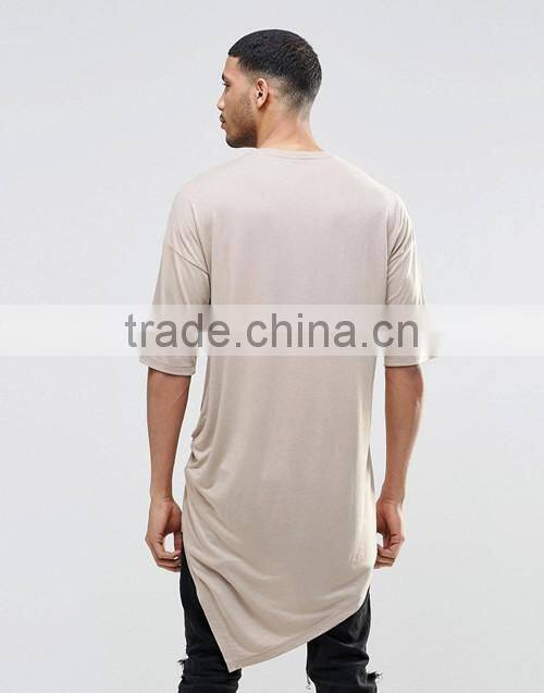 2016 Popular men extreme longline crewneck blank t-shirt custom