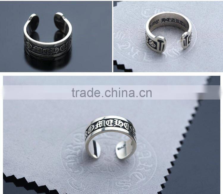Manufacturer top quality words patterned men's jewelry mystic sterling silver big ring for men