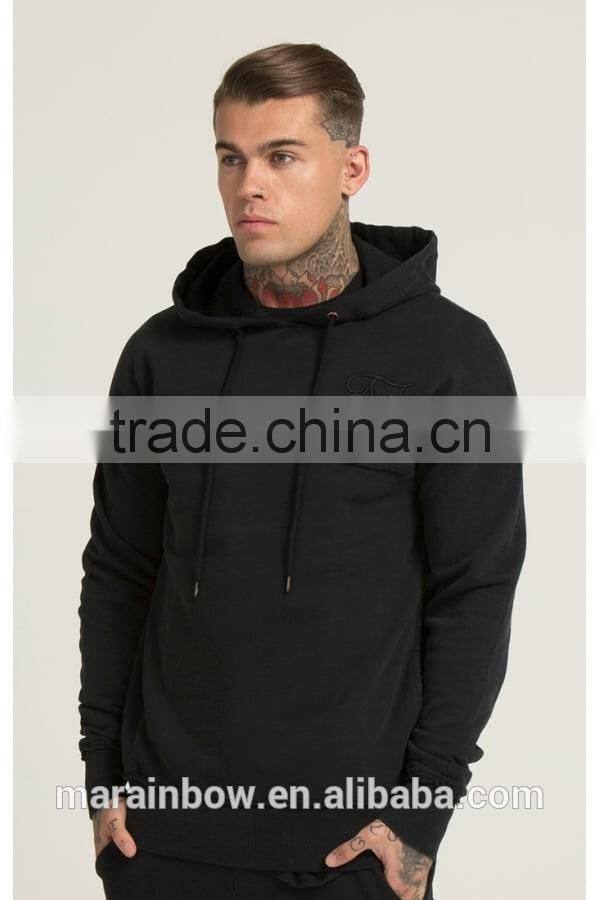 Black Raw Cut Mens Paneled Pullover Hoodie 100% Cotton Full Tracksuits Tapered Sweatpants Top Quality Tracksuit Tops and Bottoms