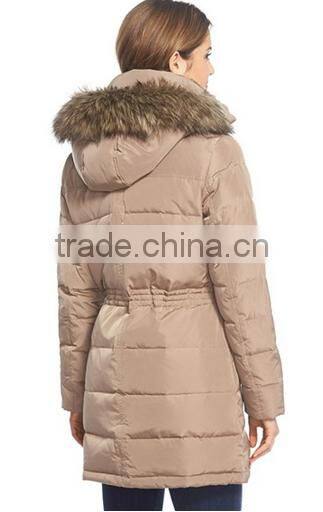 Wholesale 100% Nylon Shell Women's Slim Parka Jackets With Fur