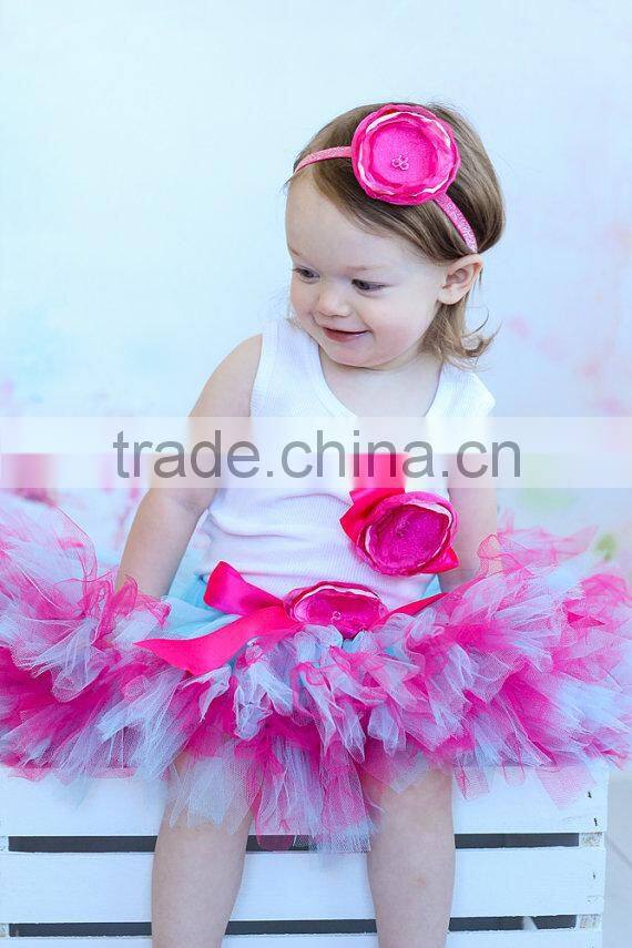 Wholesale childrens chiffon clothes baby girls tutu skirts cute girls skirt ribbon lace details hot pink girls skirts