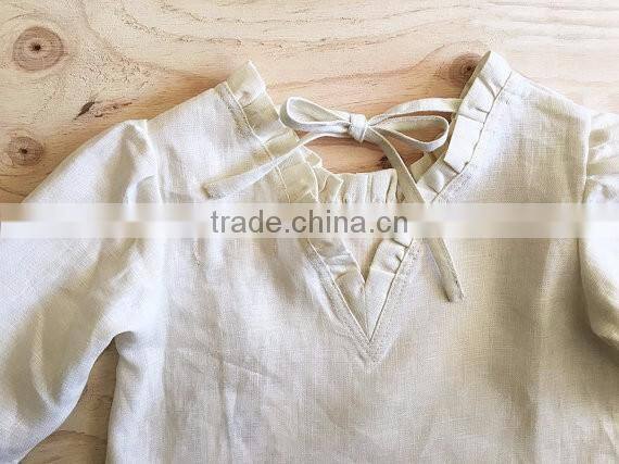 Latest Design Summer Tops Linen Pattern Medium Sleeve Baby Girl Fancy Shirts