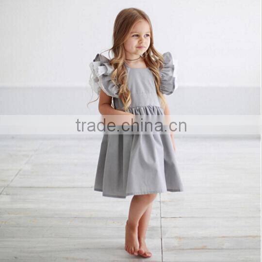 Original Baby Cotton Frocks Designs Backless Little Girls Party Dresses Kid Clothing