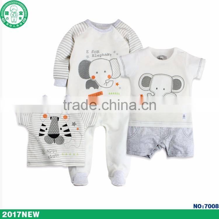 Wholesale summer combed cotton high quality low price baby romper children clothing set