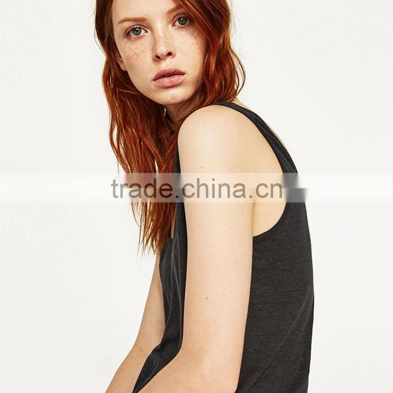 Summer loose fit round neckline sleeveless wide straps vest women linen tank tops