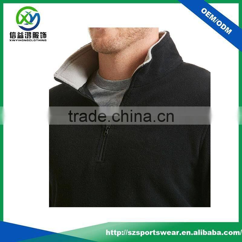 Popular style OEM custom black color polar fleece pullover jacket / sweatshirt hoodie for men