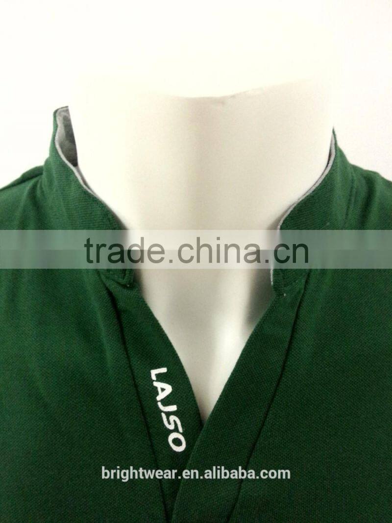 Men's 96%combed cotton 4%spandex polo shirt with stand collar