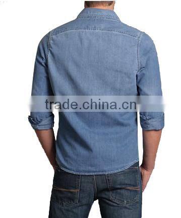 2016 customized men's douglass mountain long sleeve denim shirt