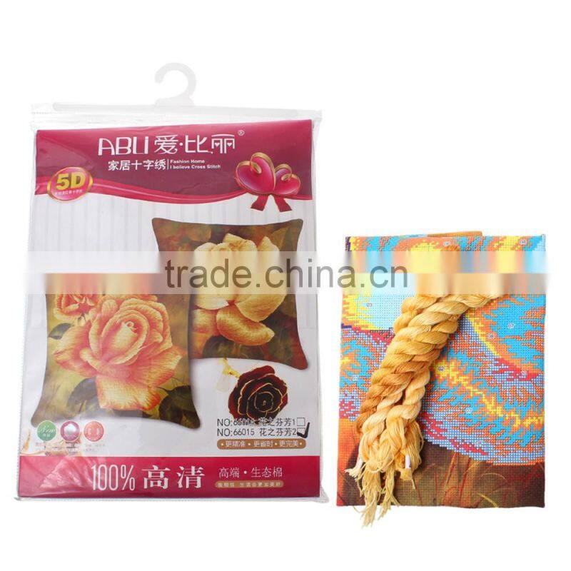 Wholesale Chinese Multicolor Flower Pattern Square Throw Pillow Cotton Hand Made Cross Stitch