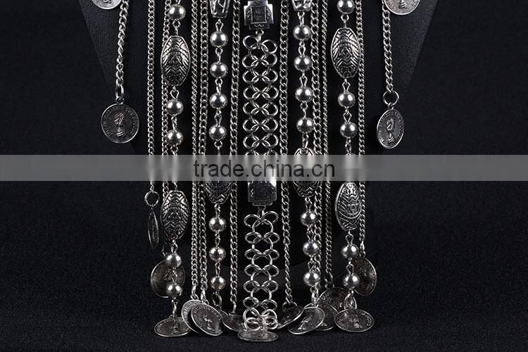 2016 indian handmade tribal tassel necklace in gold sliver color for women