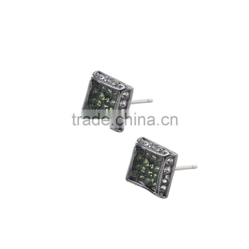 Custom Funky Diamond Gemstone Hiphop Earrings In Zinc Alloy For College Girls