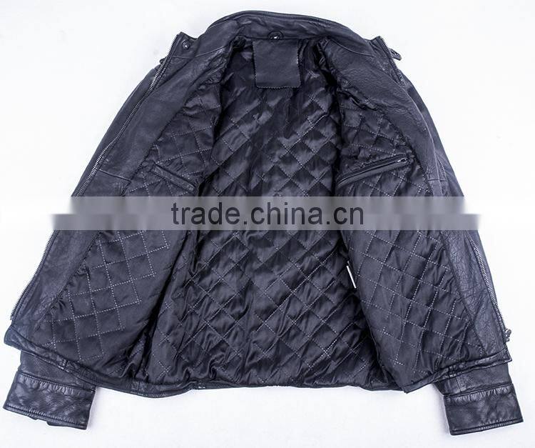 BIKER LEATHER JACKET WITH FOUR FLAP CHEST POCKET