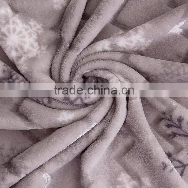 100 polyester christmas snowflake design printed flannel fleece blanket