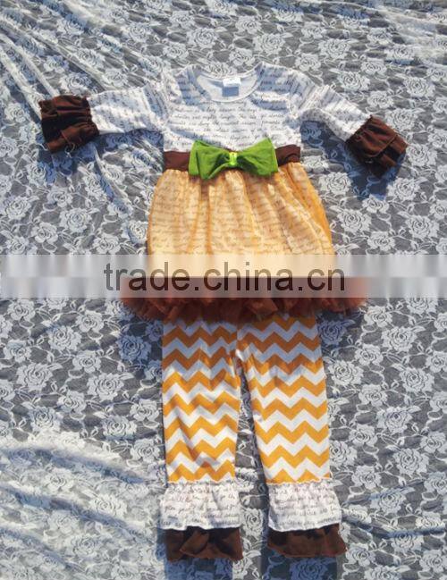 Fashion kids adorable christmas cotton 2pcs winter tops and pants clothing set children costumes