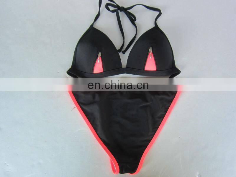Sexy Fluo Pink and Black two pieces swimwear /Bikini