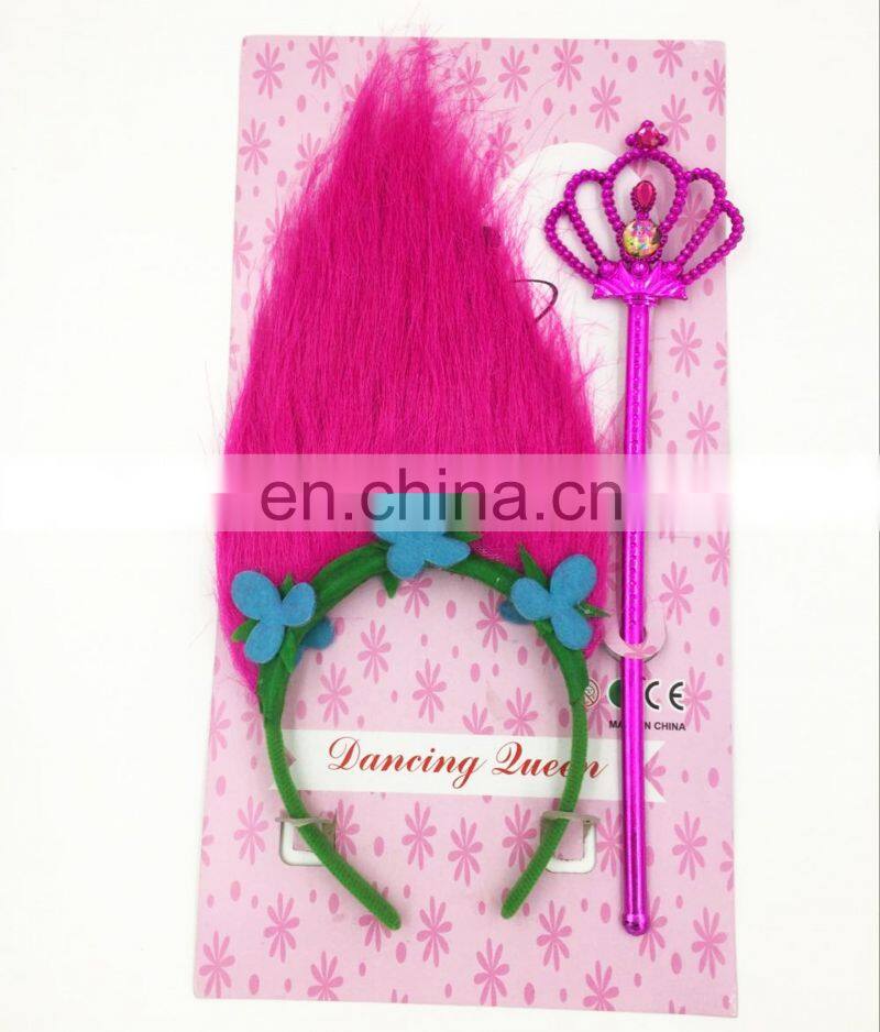 New products Halloween fancy dress Frozen elsa princess headband braid wigs for kids MFJ-0052