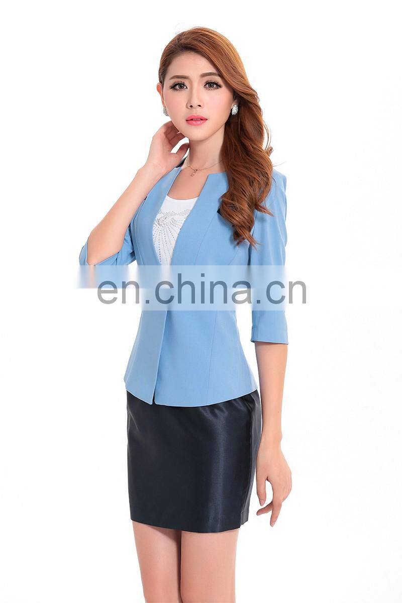 color combination three quater sleeve ladies suit fashion design with skirt