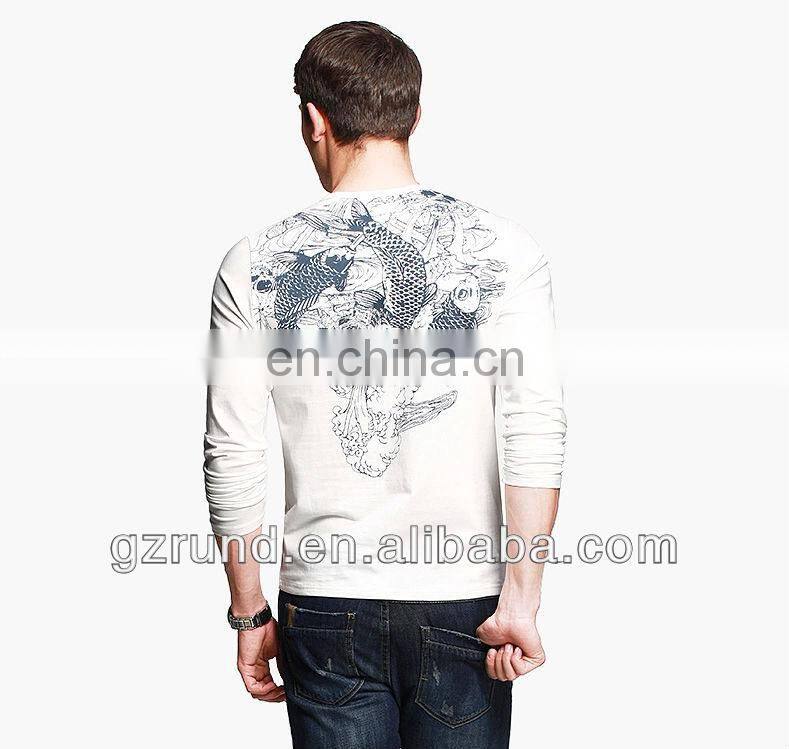 Men's long-sleeved T-shirt male animal print tattoo t-shirt men's spring fashion personality latest mens t-shirt cotton spandex