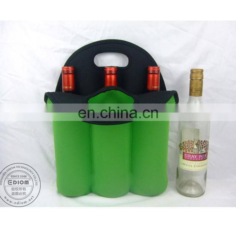 Hot selling new arrival 750ml neoprene reusable divided wine tote bag