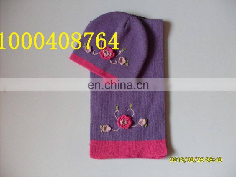 girl and boy fashion knitted hat and scarf set high quality
