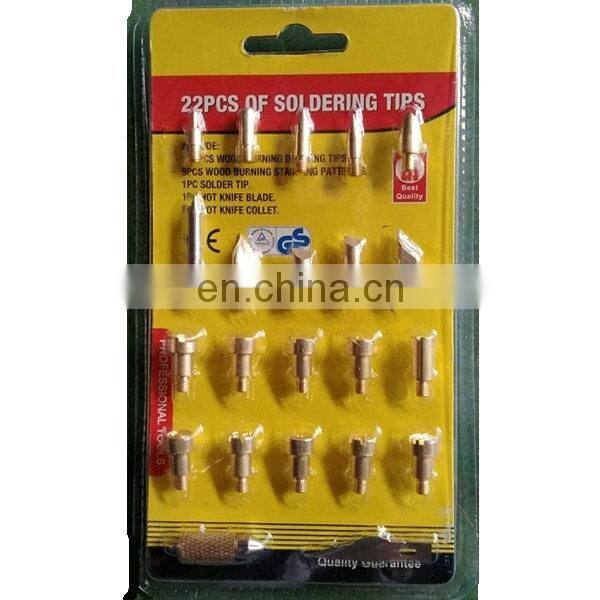 Wood burning soldering iron tips set 22pcs in blister package copper material