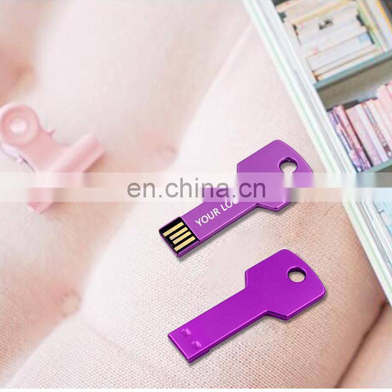 Hot Sale Metal Key Shape USB Flash Drive 64GB 32GB 16GB 8GB USB Pen Drive with Your Logo Customized
