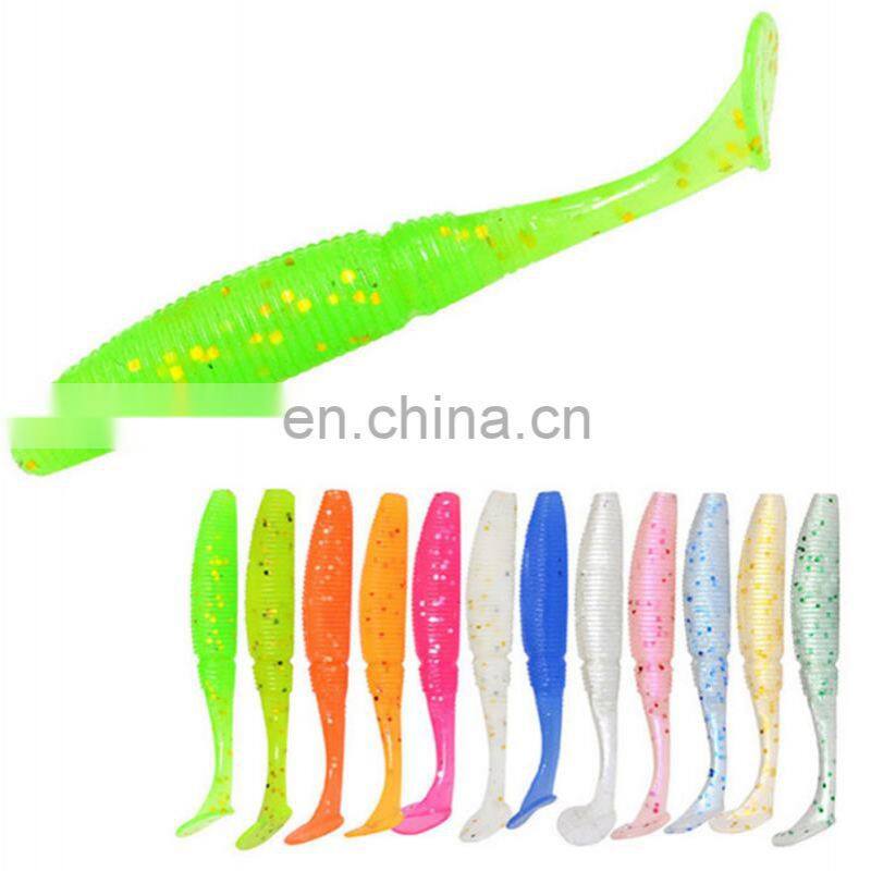 7.5cm 3g 6 pcs Per Bag Luminous T-Tail Grub Worm Fish Bait Fishing Soft Lure