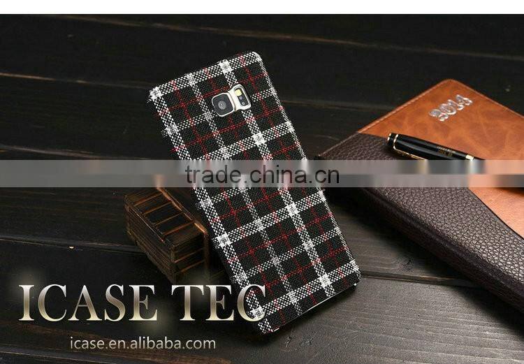 2016 New British Plaid Style Back Cover for Samsung Galaxy S6 Edge Plus, the Soft Cloth for Samsung Galaxy S6 Edge Plus Case