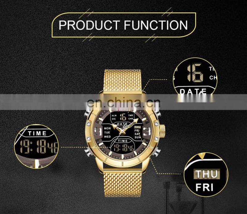 NAVIFORCE 9117 Luxury Quartz Movement Steel Watch Stainless Steel Week Display Luminous Wristwatches Wholesale Watches