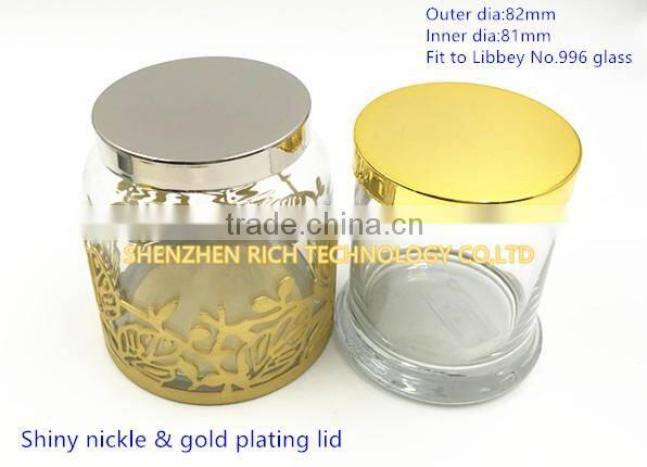 82mm Shiny nickle & gold plating candle lid