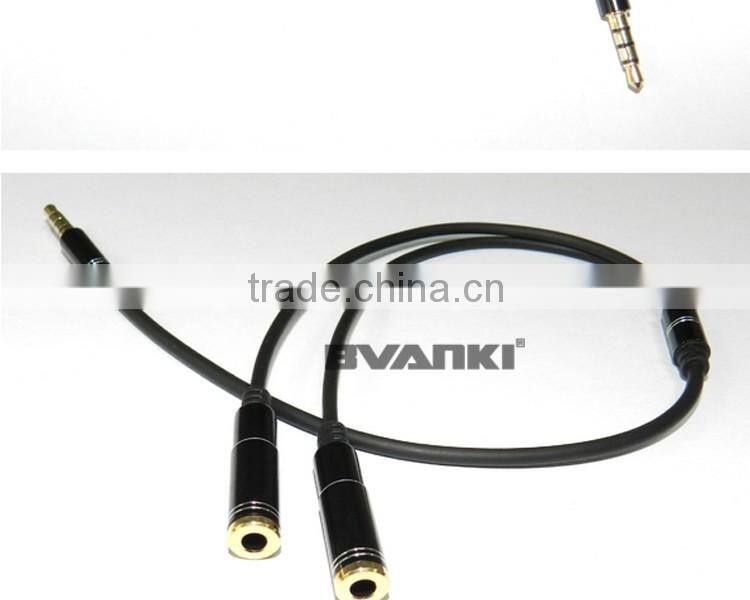 2016 top selling products in alibaba 3.5mm aux cable 1 Male to 2 feMale Stereo Aux Audio Cable for iphone 6 free samples