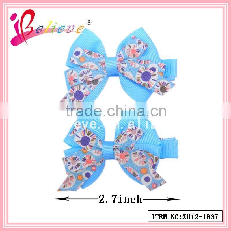 2015 New special design 4 inch ribbon bow green hair accessories (XH11-1176)