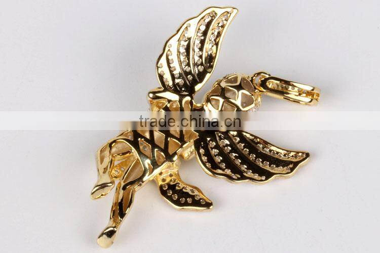 Hot sales hip hop 925 sterling silver angel chain pendant necklace jewellery