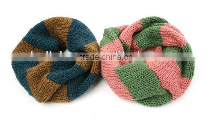 Winter Striped Circle Knitted Kids Scarf