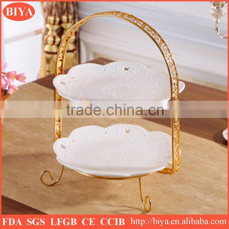 stoneware fashion 2 tier cake plate, metal cake stand,wedding cake stand