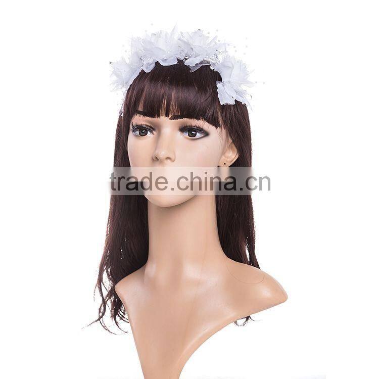 White Fabric Flower Bridal Headdress Elegant Wedding Party Hair Headbands Accessories SCC0302