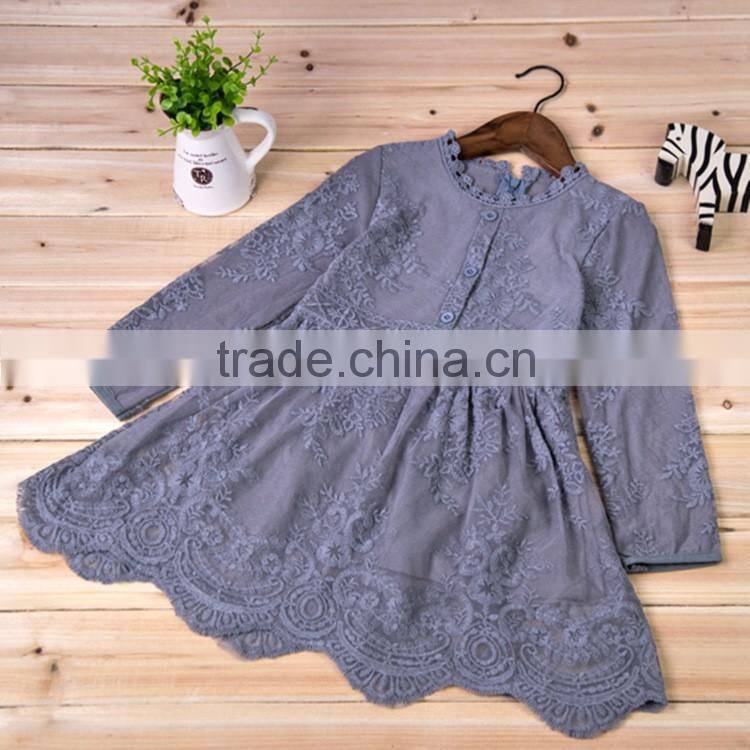 2016 New arrival fashion party kid dress for 2-6T lace ruffle child dress wholesale elegant spring girl dress (ulik-N007)