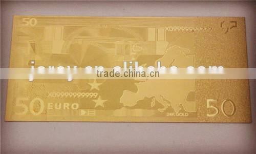 Gold plated banknotes gold 24k gold embossing Euro / US banknotes