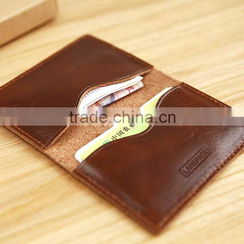 Hot sale high quality bifold genuine leather credit card holder