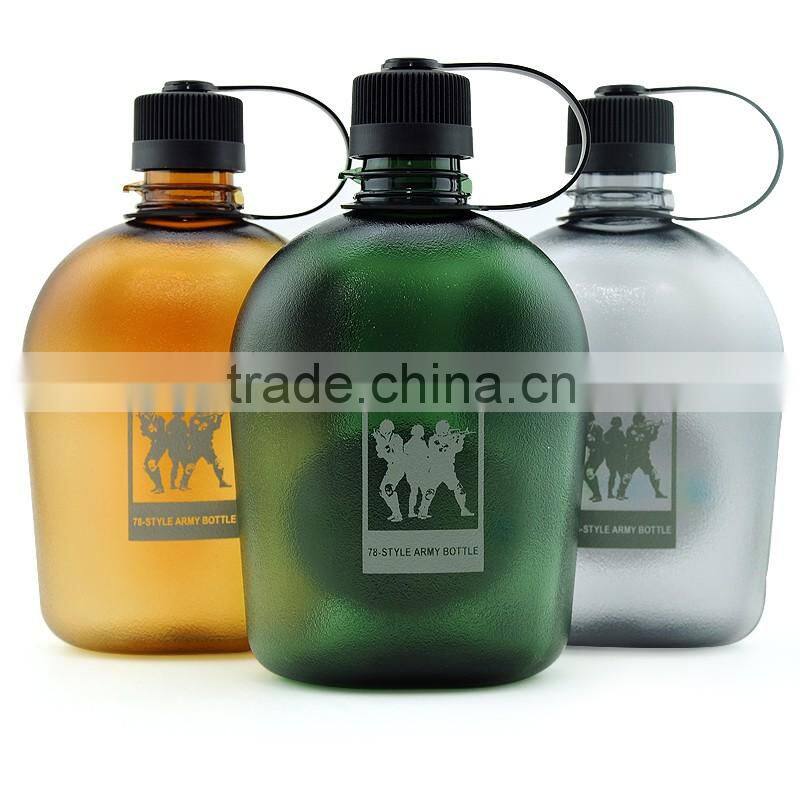 BPA free Plastic Military Sport Water Bottle 1000ml for outdoor trainning
