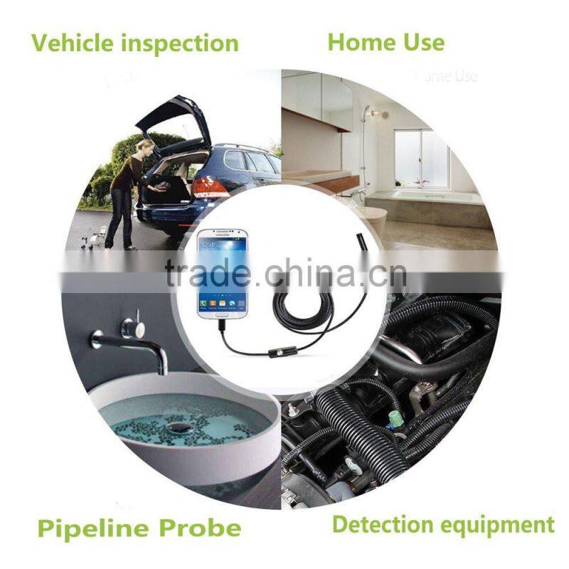 Waterproof USB Endoscope for mobile phone and compute PC laptop 2M Cable 7mm Lens USB Endoscope Pipe Inspection Camera Borescope