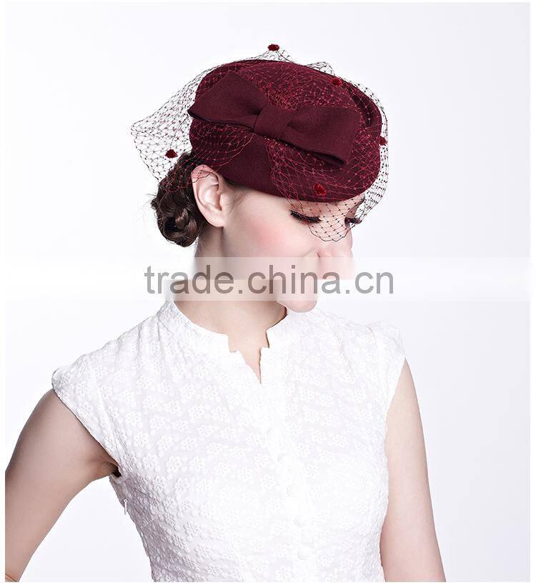 Bridal Wedding Lady Hat Wool Fascinator Church Women Hat