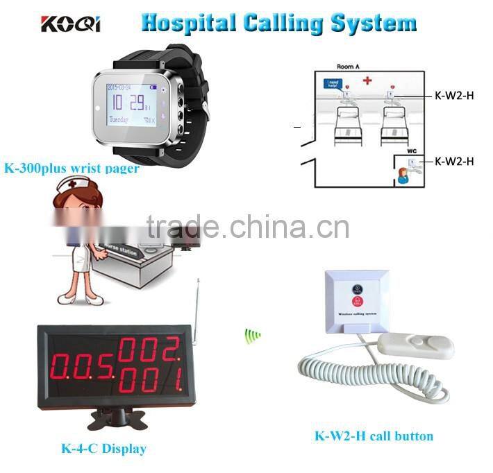 Electronic wireless nurse call system display, watch, transmitter 433mhz K-4-C+300plus+W2-H
