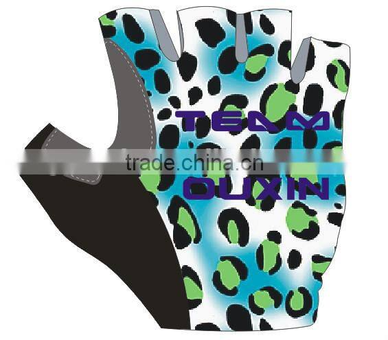2015 cycling gloves/non-slip bicycle glove/pro bike glove men half finger pro team compression Sexy Leopard Grain