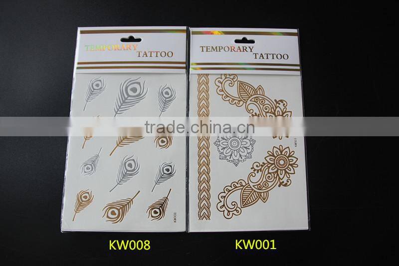 2015 arabic tattoos/metallic tattoo ink tattoo/flash tattoo/jewelry temporary tattoo in stock