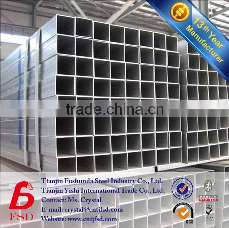 q195 thin wall pre galvanized square steel tube sizes