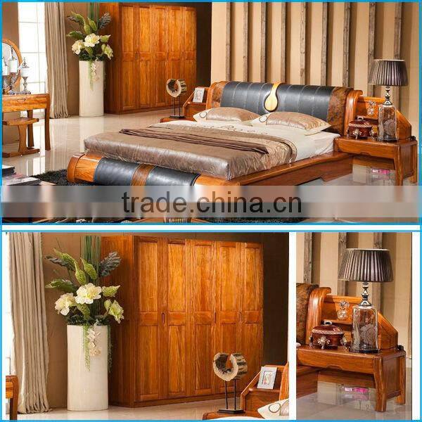 baroque bedroom / solid wood furniture bedroom / new design furniture / Antique wood bedroom set 3188