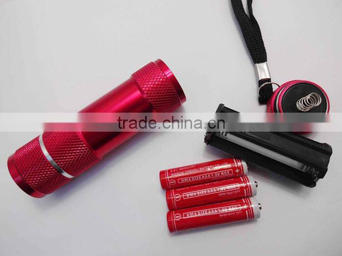 9 led flashlight torch aluminum flashlight, color changing led torch emergency flashlight, multi color led flashlight tri color